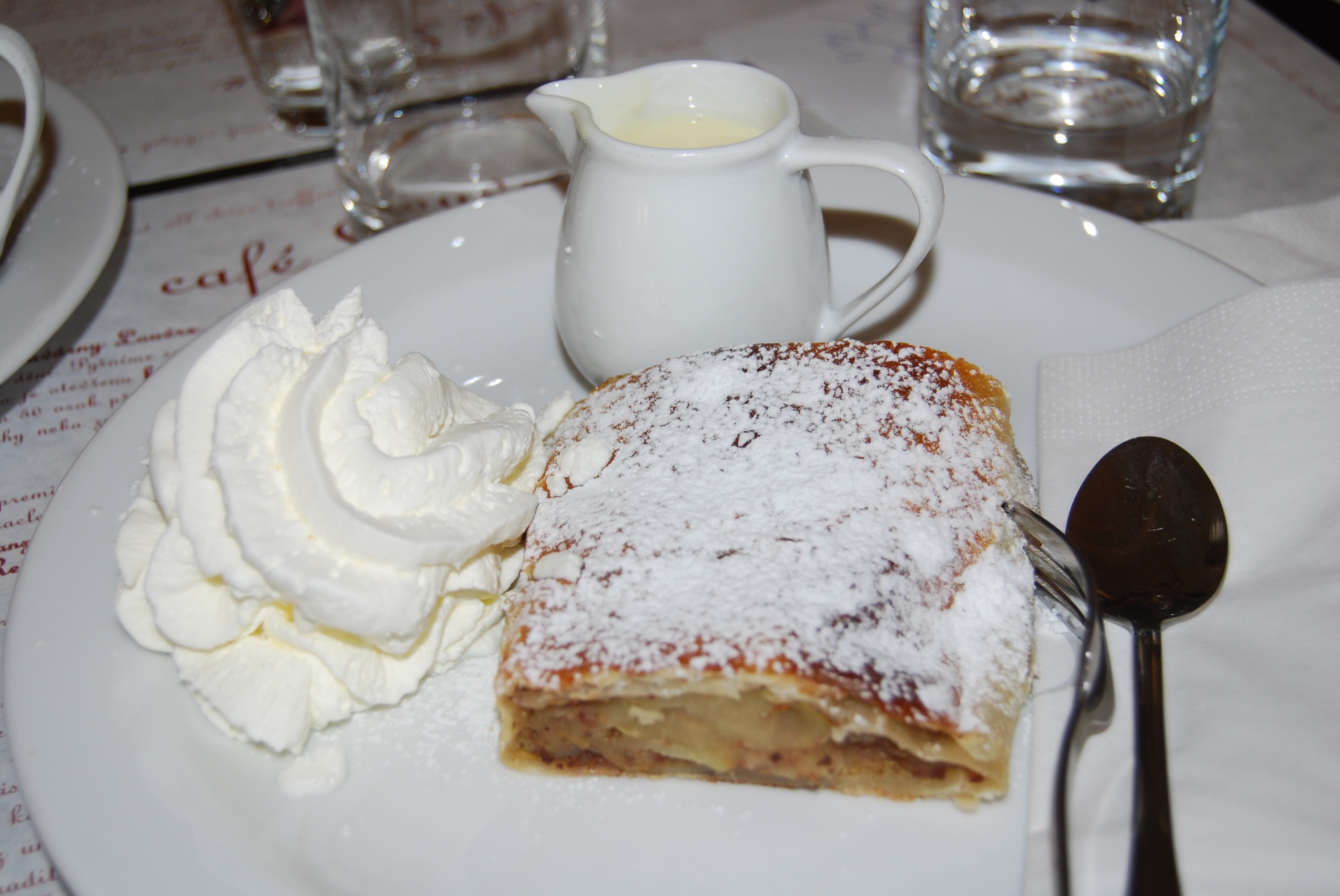 The Cafe Louvre's custard cream sauce makes their apple strudel special PieLadyLife.com