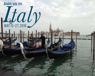 Join us in Italy May 15-27, 2016! Only a few spaces left on this amazing small group food and wine tour! Visit www.PieLadyLife.com for details! We would love to have you come along!