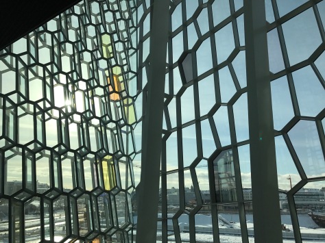 Looking out through the windows of Harpa Concert Hall